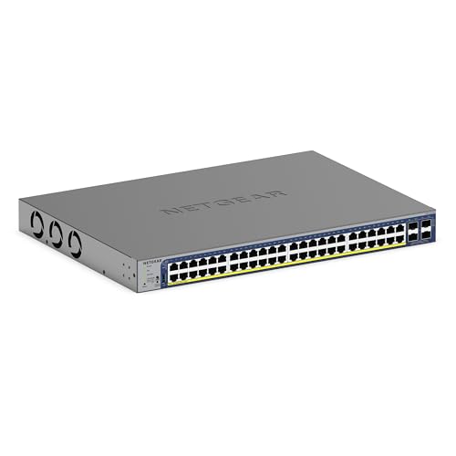 NETGEAR 52-Port PoE Gigabit Ethernet Smart Switch (GS752TPP) - Managed, Optional Insight Cloud Management, 48 x PoE+ @ 760W, 4 x 1G SFP, Desktop or Rackmount, and Limited Lifetime Protection