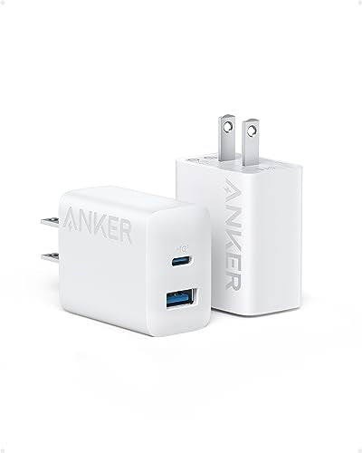 Anker iPhone 15 Charger, Anker USB C Charger, 2-Pack 20W Dual Port USB Fast Wall Charger, USB C Charger Block for iPhone 15/15 Pro/15 Pro Max/iPad Pro/AirPods & More (2-Pack 5 ft USBC Cable Included)