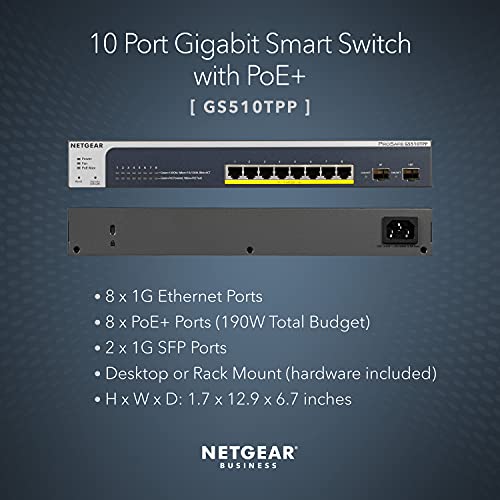 NETGEAR 52-Port PoE Gigabit Ethernet Smart Switch (GS752TPP) - Managed, Optional Insight Cloud Management, 48 x PoE+ @ 760W, 4 x 1G SFP, Desktop or Rackmount, and Limited Lifetime Protection