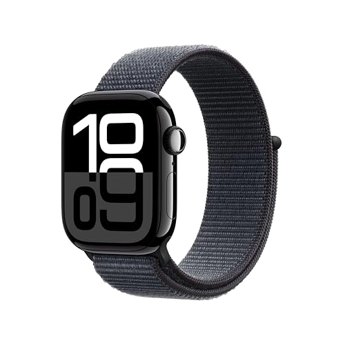 Apple Watch Series 10 [GPS + Cellular 42mm] with Jet Black Aluminium Case with Black Sport Band - S/M. Fitness Tracker, ECG App, Always-On Retina Display, Water Resistant