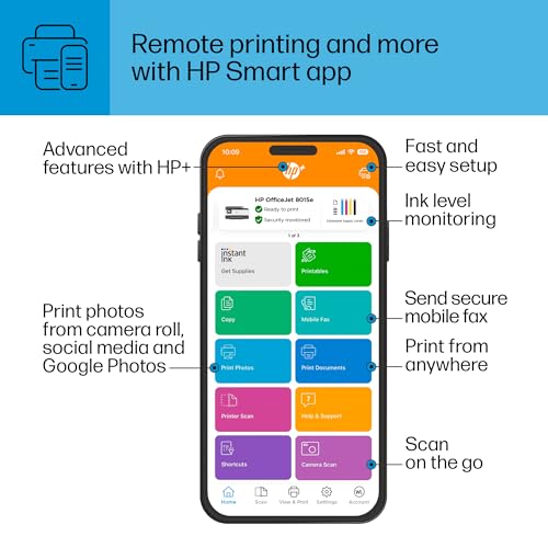 HP OfficeJet 8015e Wireless Color All-in-One Printer, 6 months of Instant Ink included