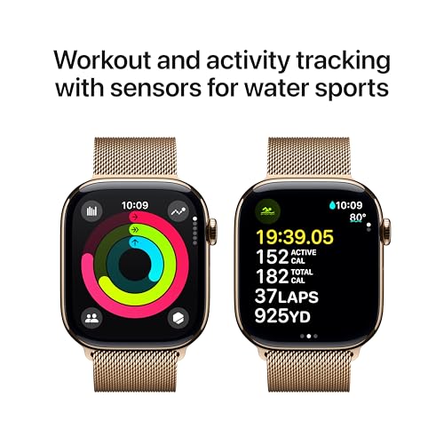 Apple Watch Series 10 [GPS + Cellular 42mm] with Jet Black Aluminium Case with Black Sport Band - S/M. Fitness Tracker, ECG App, Always-On Retina Display, Water Resistant