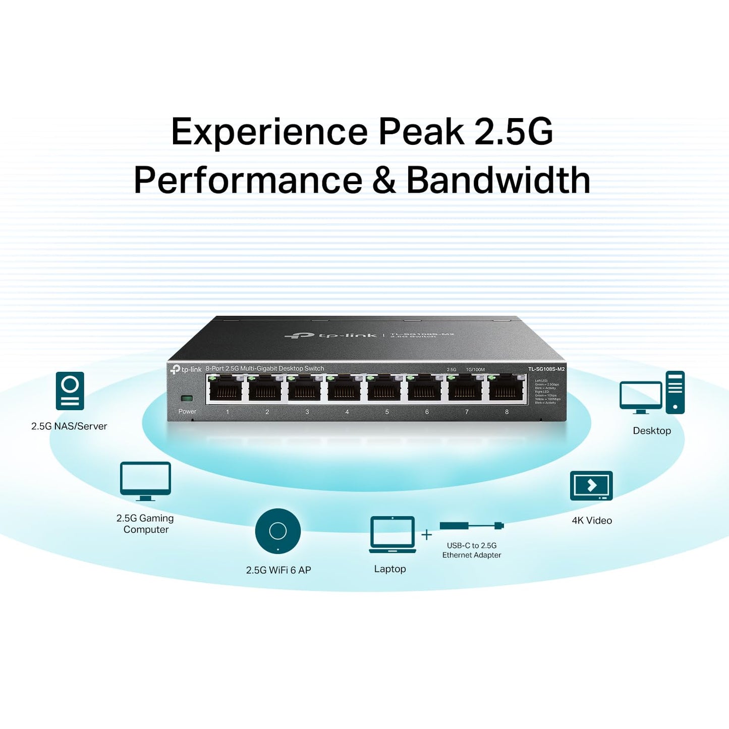 TP-Link TL-SX1008 | 8 Port 10G/Multi-Gig Unmanaged Ethernet Switch | Desktop/Rackmount | Plug & Play | Sturdy Metal Casing | Speed Auto-Negotiation