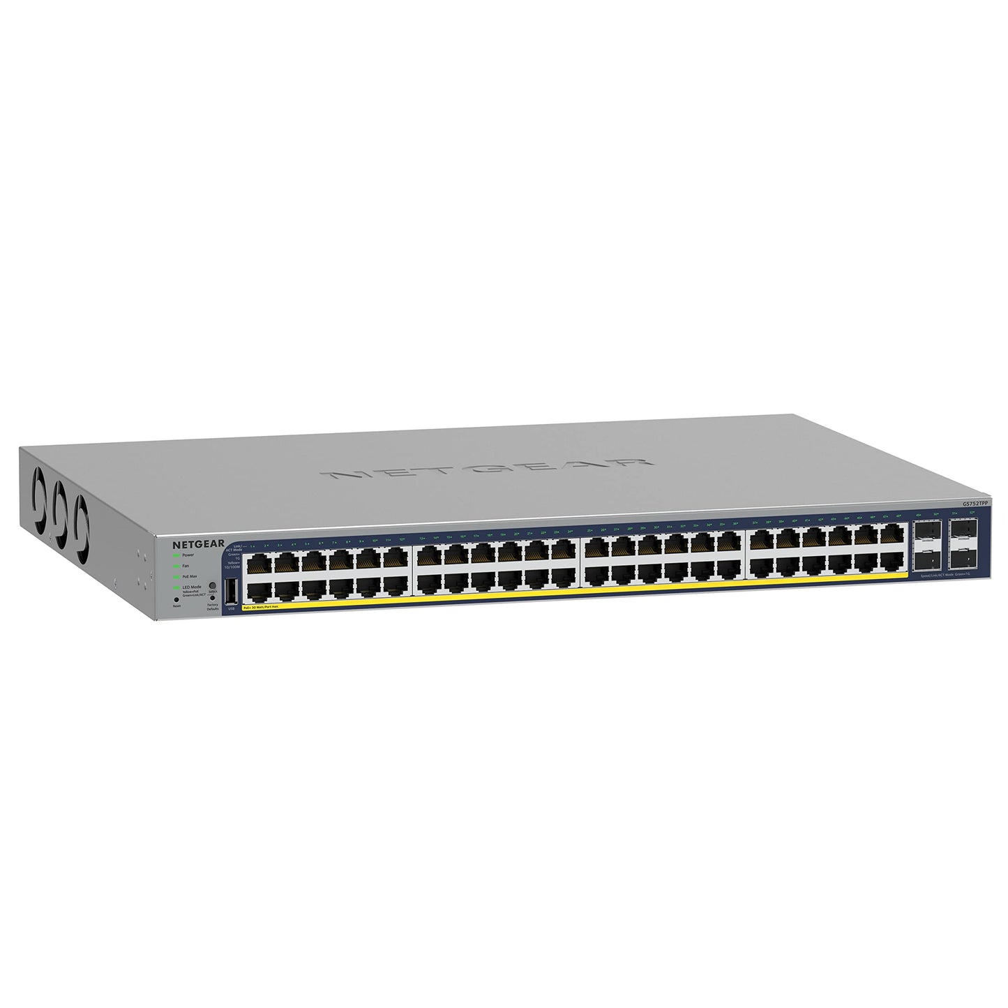 NETGEAR 52-Port PoE Gigabit Ethernet Smart Switch (GS752TPP) - Managed, Optional Insight Cloud Management, 48 x PoE+ @ 760W, 4 x 1G SFP, Desktop or Rackmount, and Limited Lifetime Protection