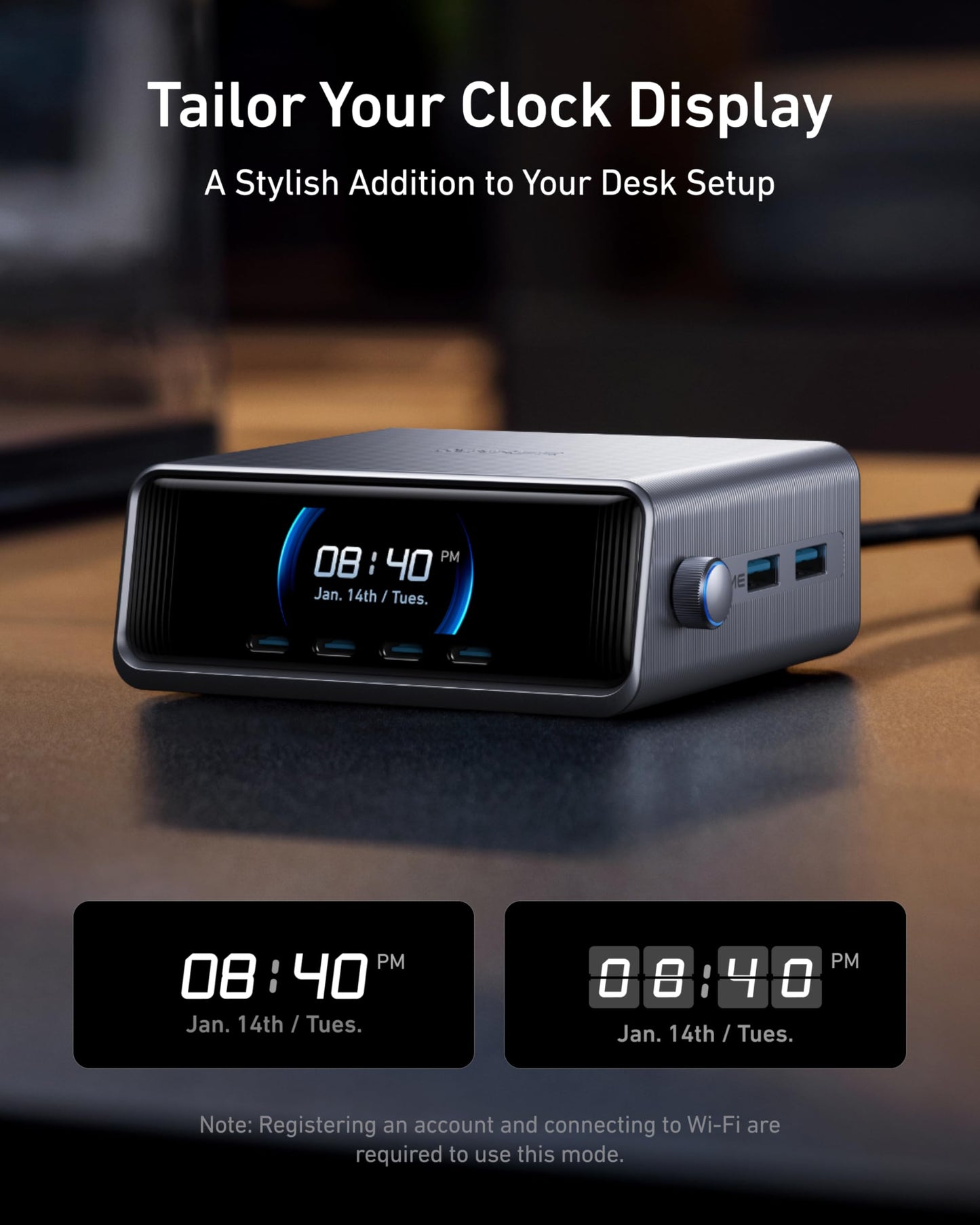 Anker Prime 250W USB-C Charger, Ultra-Fast 6-Port GaN Charging Station, 2.26" LCD Display and Smart Control Dial, Compatible with MacBook Pro/Air, iPhone 15/14/13, Pixel, Galaxy, and More (Silver)