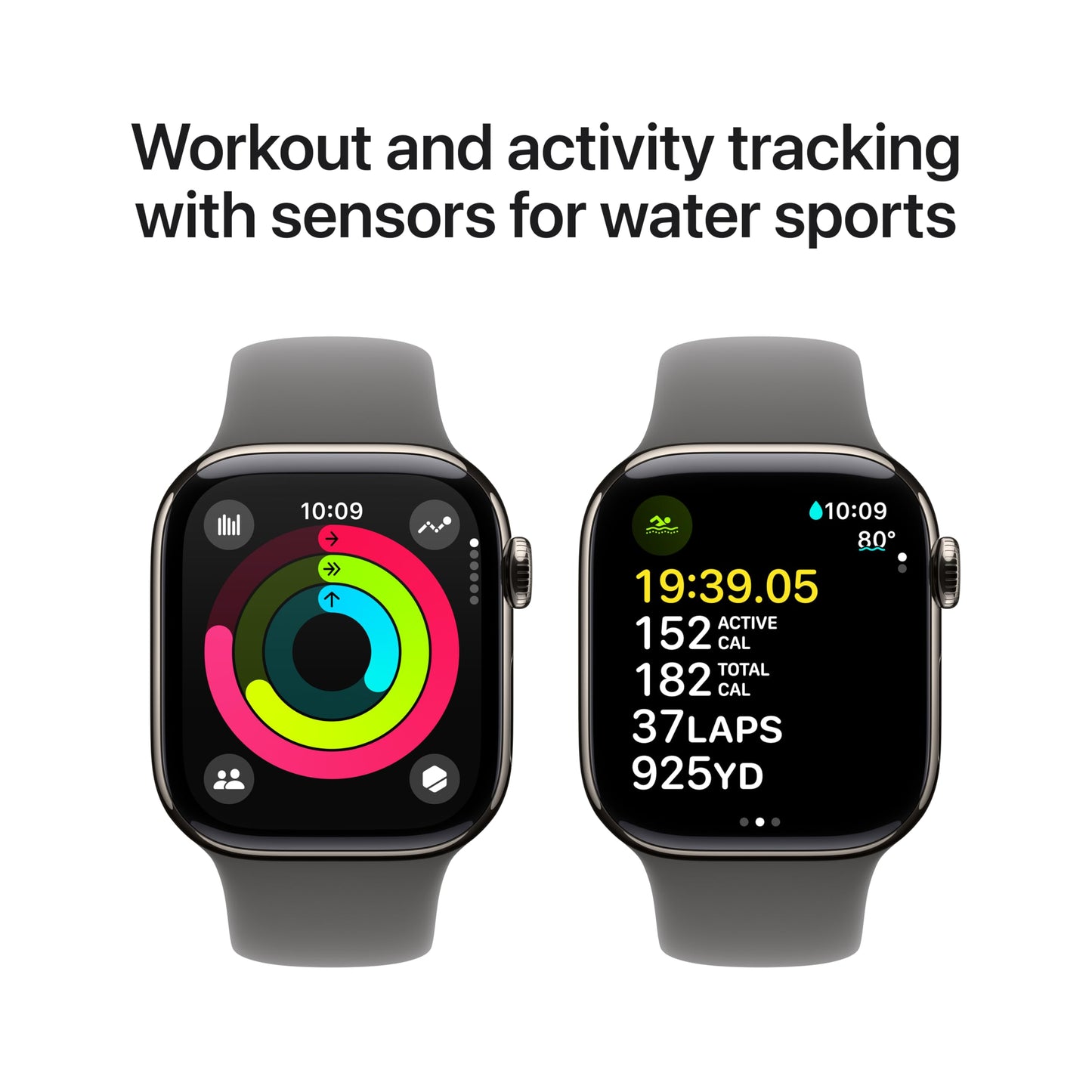 Apple Watch Series 10 [GPS + Cellular 42mm] with Jet Black Aluminium Case with Black Sport Band - S/M. Fitness Tracker, ECG App, Always-On Retina Display, Water Resistant