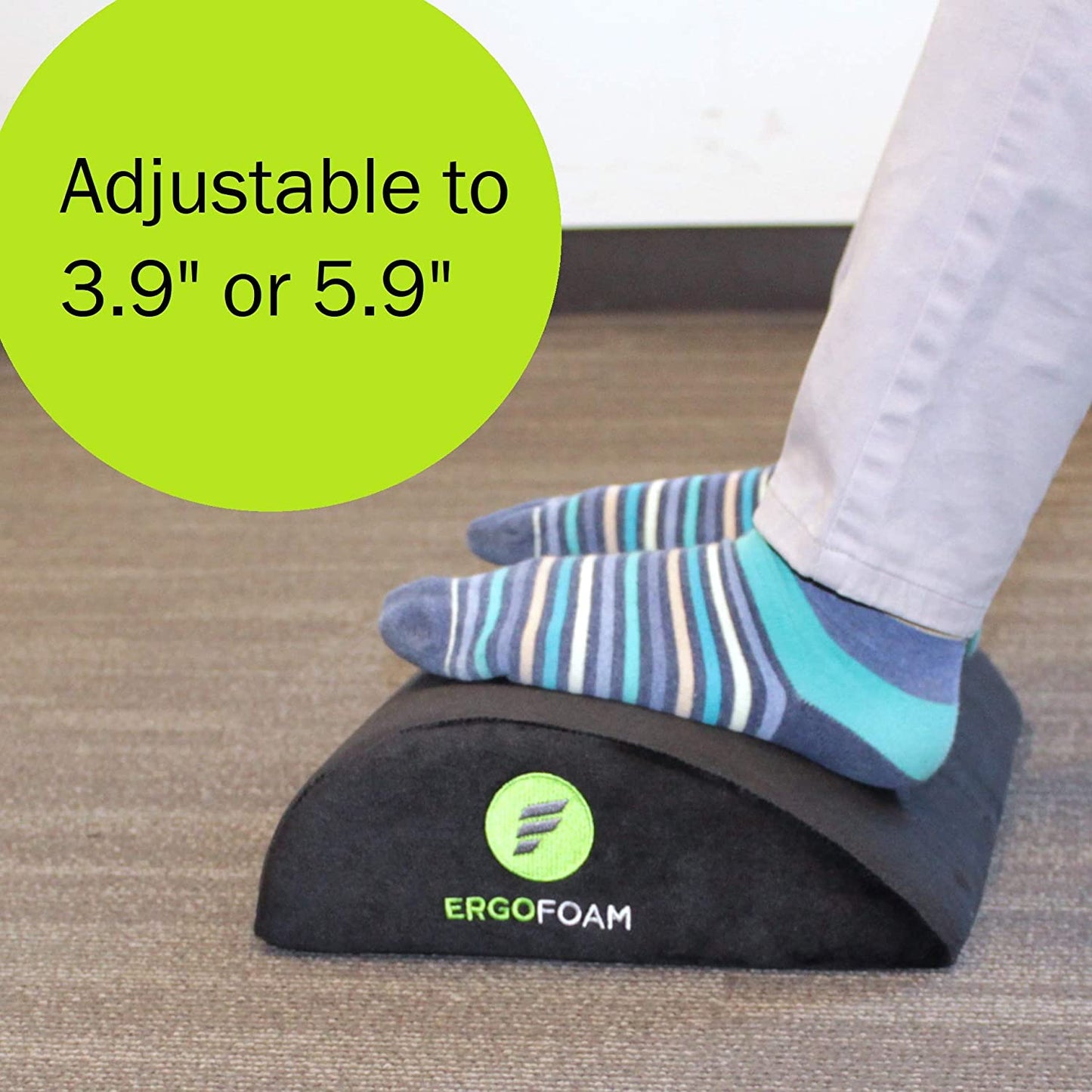 ErgoFoam Adjustable Desk Foot Rest - Orthopedic Teardrop Design