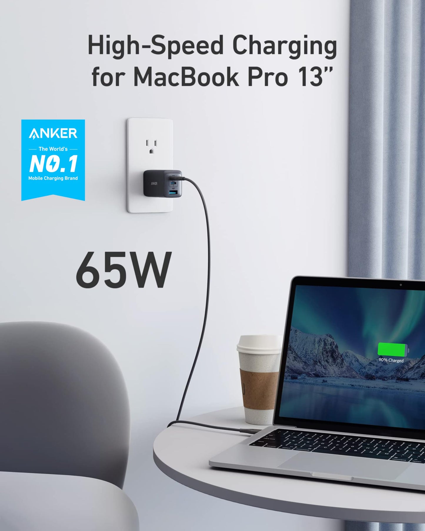 Anker USB C Charger, 735 Charger (Nano II 65W), PPS 3-Port Fast Compact Foldable for MacBook Pro/Air, iPad Pro, Galaxy S23, Dell XPS 13, Note 20/10+, iPhone 15/Pro, Steam Deck, and More