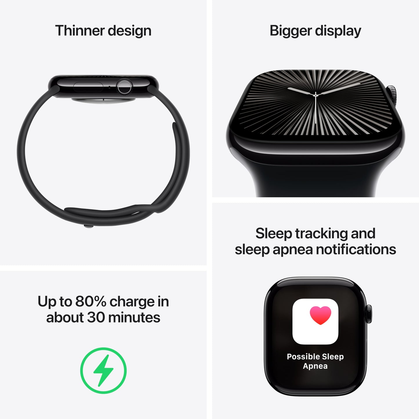 Apple Watch Series 10 [GPS + Cellular 42mm] with Jet Black Aluminium Case with Black Sport Band - S/M. Fitness Tracker, ECG App, Always-On Retina Display, Water Resistant