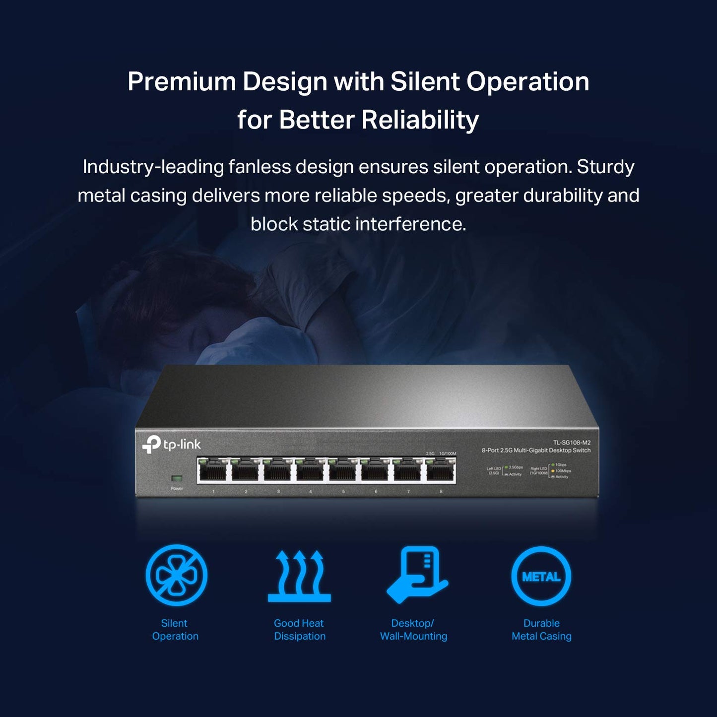 TP-Link TL-SX1008 | 8 Port 10G/Multi-Gig Unmanaged Ethernet Switch | Desktop/Rackmount | Plug & Play | Sturdy Metal Casing | Speed Auto-Negotiation