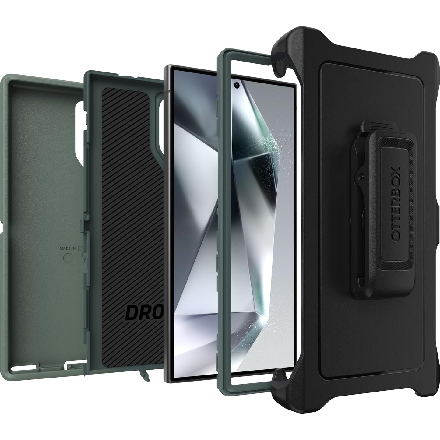 OtterBox Samsung Galaxy S24 Ultra Defender Series Case - FOREST RANGER (Green), rugged & durable, with port protection, includes holster clip kickstand