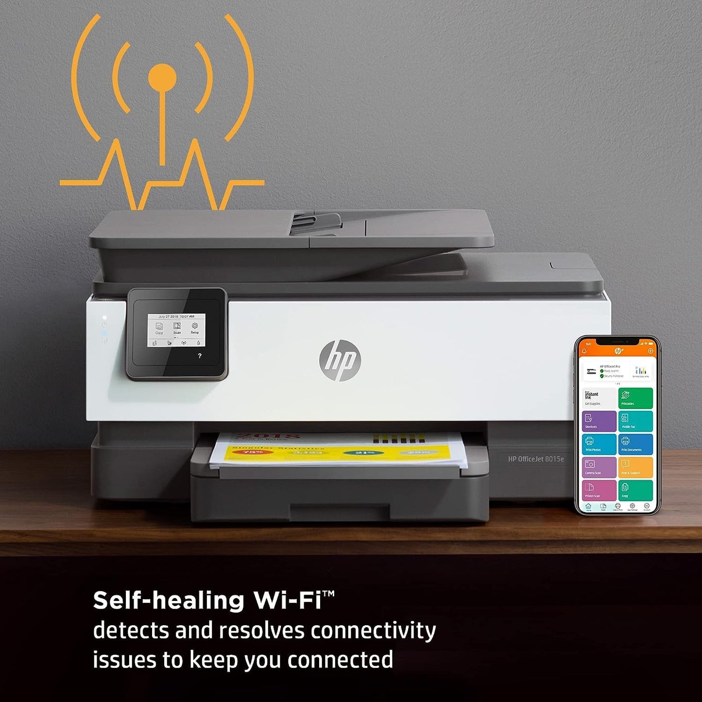 HP OfficeJet 8015e Wireless Color All-in-One Printer, 6 months of Instant Ink included