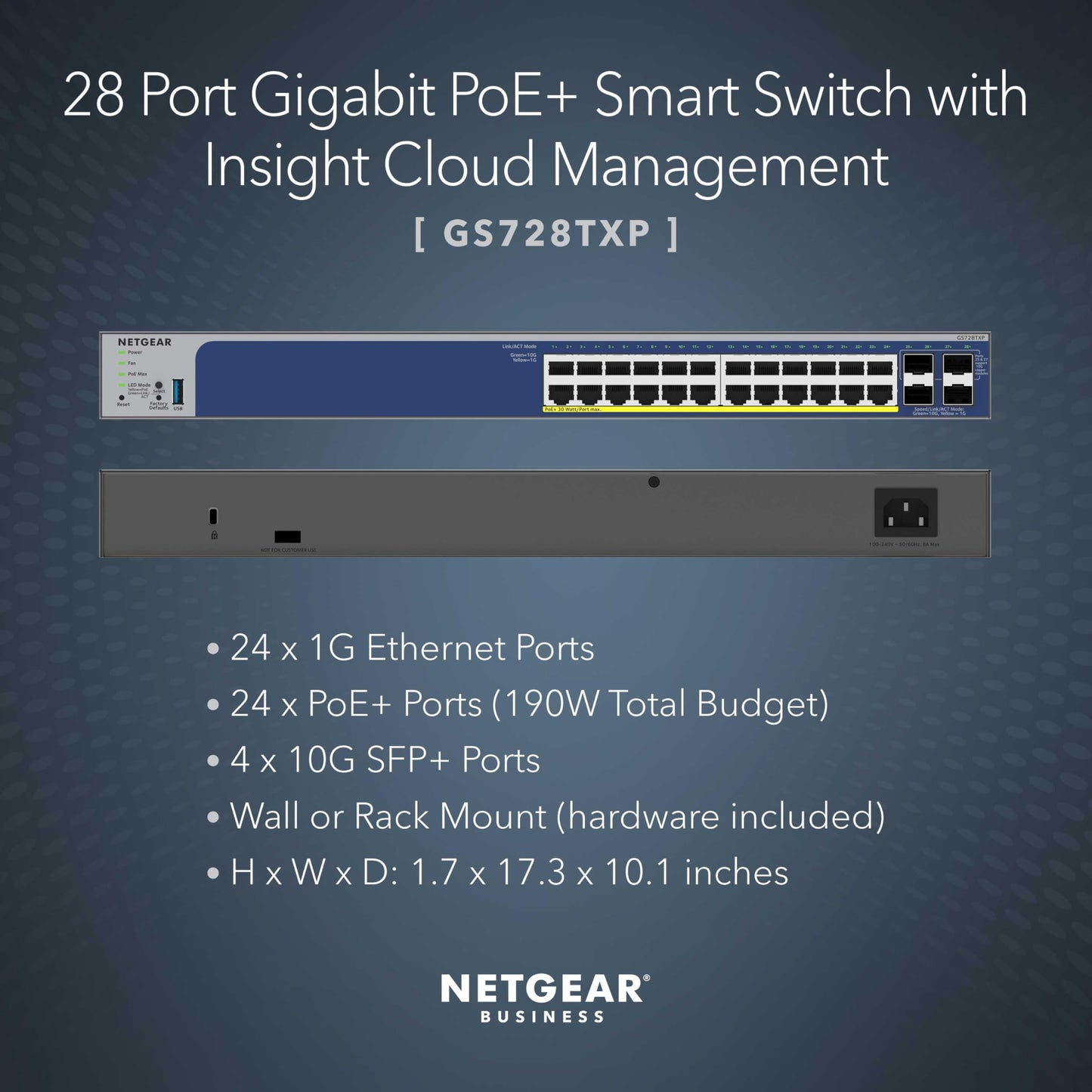 NETGEAR 52-Port PoE Gigabit Ethernet Smart Switch (GS752TPP) - Managed, Optional Insight Cloud Management, 48 x PoE+ @ 760W, 4 x 1G SFP, Desktop or Rackmount, and Limited Lifetime Protection