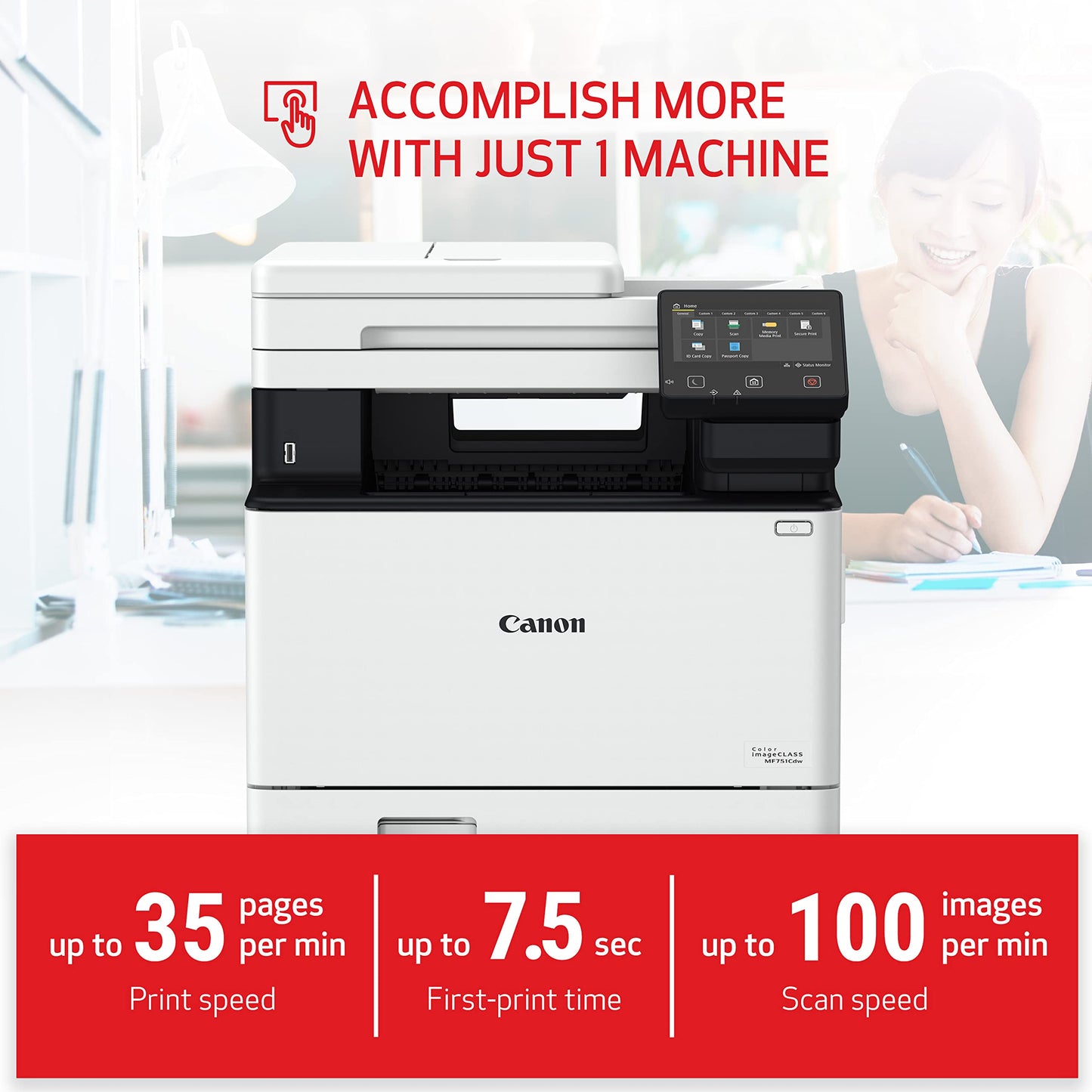 Canon Color imageCLASS MF751Cdw - Multifunction, Duplex, Wireless, Mobile-Ready Laser Printer with 3 Year Limited Warranty, White