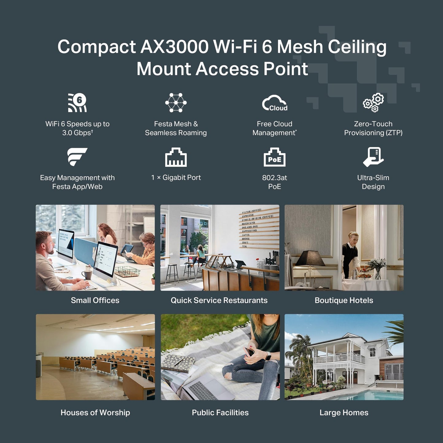 TP-Link EAP670 V2 Omada WiFi 6 Ultra- Slim AX5400 Wireless 2.5G Ceiling Mount Access Point Support Mesh, OFDMA, Seamless Roaming, HE160 & MU-MIMO SDN Integrated Cloud Access & Omada App PoE+