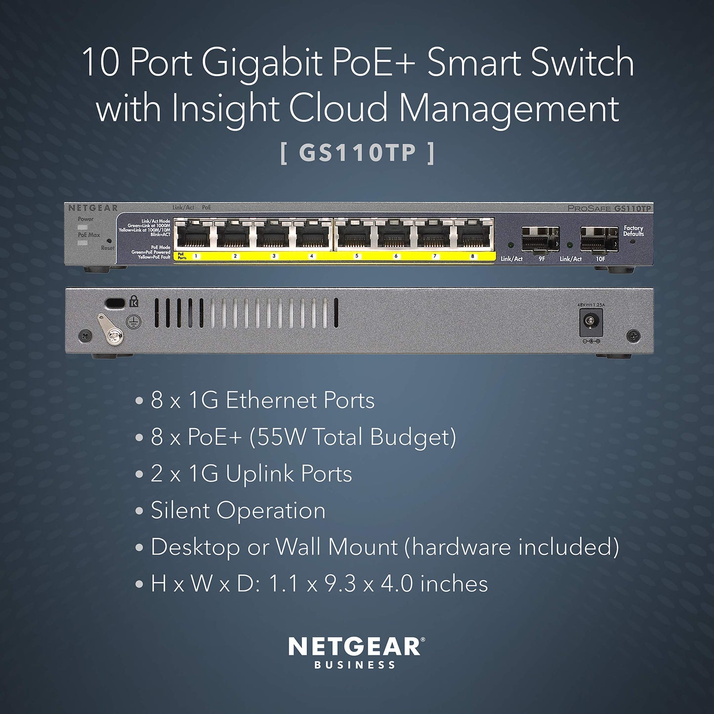 NETGEAR 52-Port PoE Gigabit Ethernet Smart Switch (GS752TPP) - Managed, Optional Insight Cloud Management, 48 x PoE+ @ 760W, 4 x 1G SFP, Desktop or Rackmount, and Limited Lifetime Protection