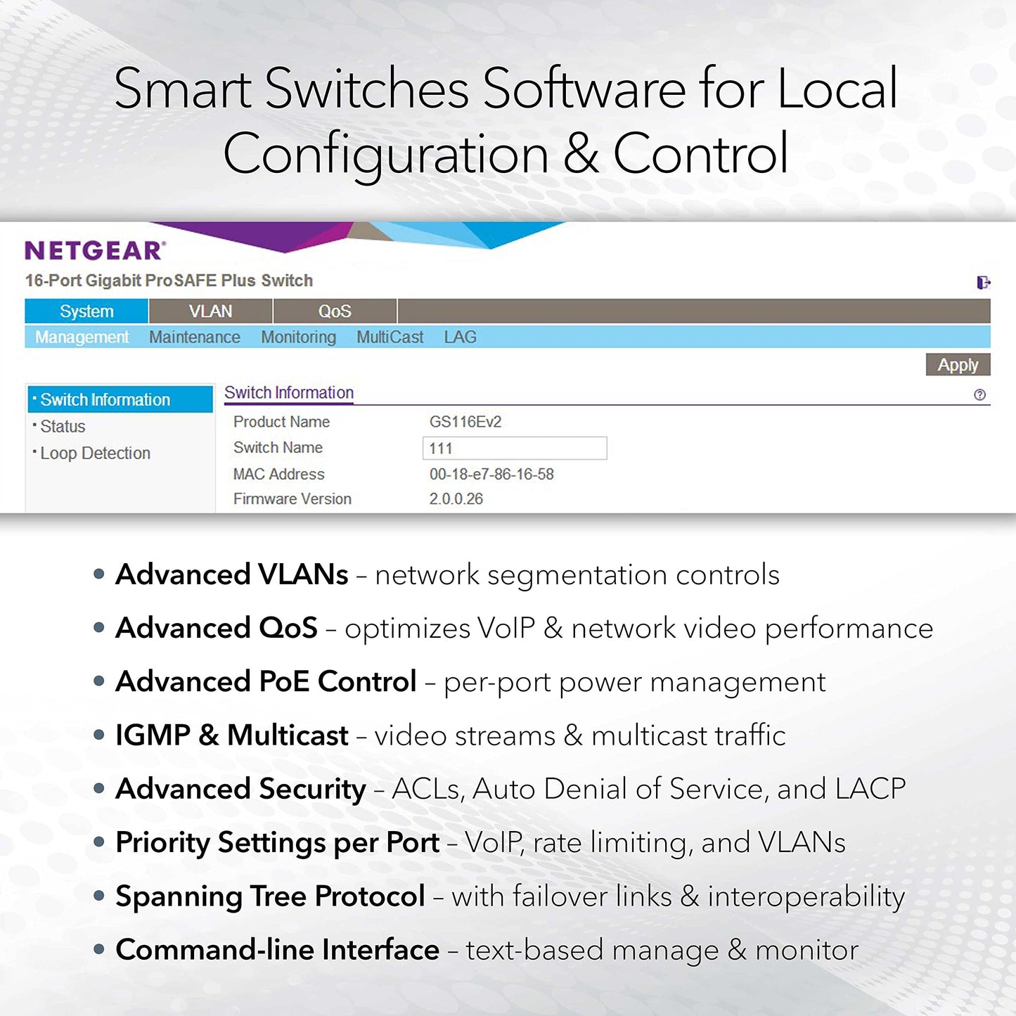 NETGEAR 52-Port PoE Gigabit Ethernet Smart Switch (GS752TPP) - Managed, Optional Insight Cloud Management, 48 x PoE+ @ 760W, 4 x 1G SFP, Desktop or Rackmount, and Limited Lifetime Protection