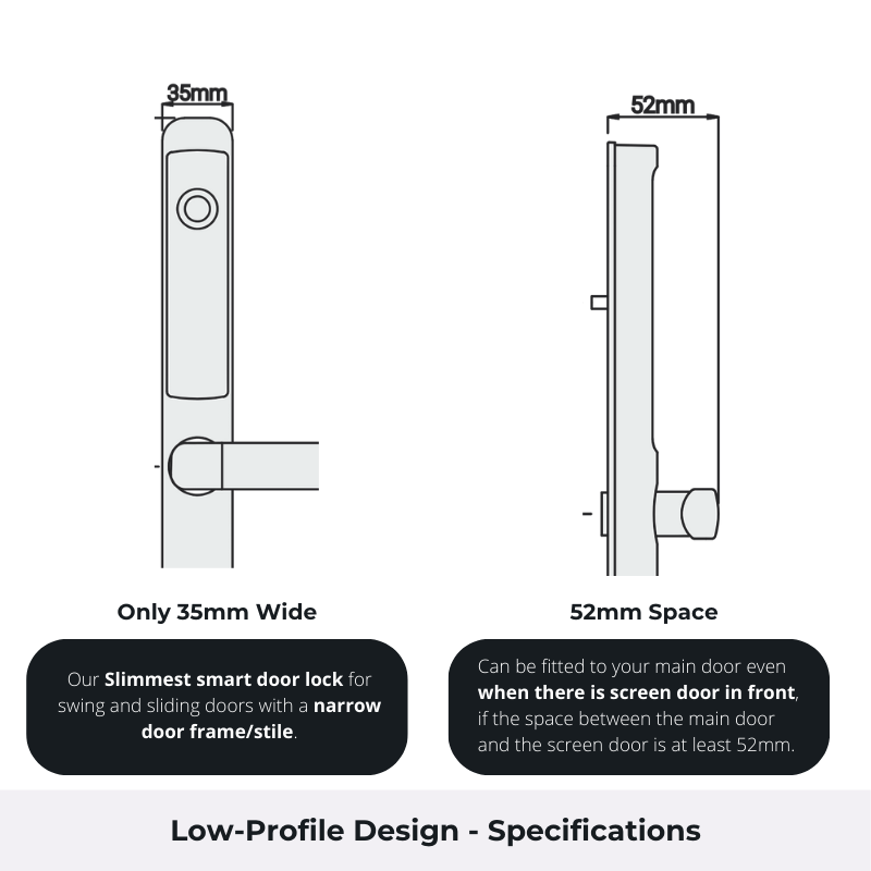 Super Slim - Fingerprint and Keyless Entry Smart Mortise Lock [35mm wide] (SDL-SS1)